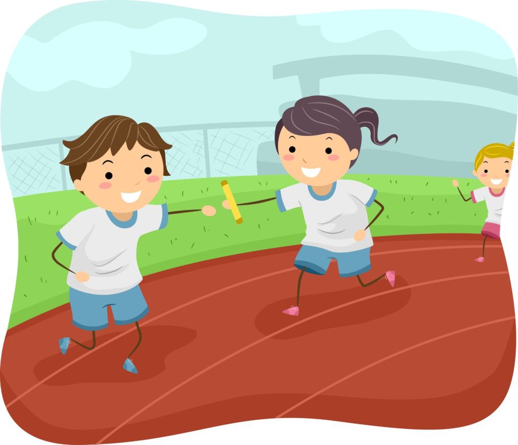 35168863 - illustration of kids participating in a relay race